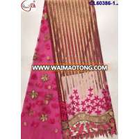 CL60386 On sale Newest arrival African net lace fabric with embroidery royal blue/fushia /green