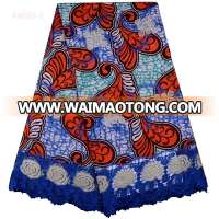 New Arrival Fashion African wax print fabric real super wax mix guipure lace with stones High Quality Water soluble lace fabric